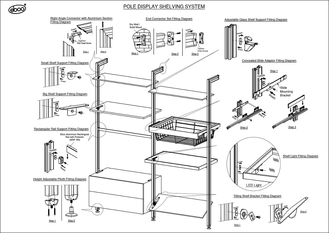 Ebco Pole Shelving Systems 4013